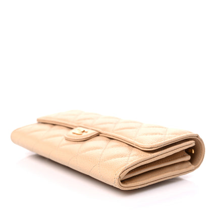 Chanel Caviar Quilted Large Gusset Flap Wallet Beige 8 of 11
