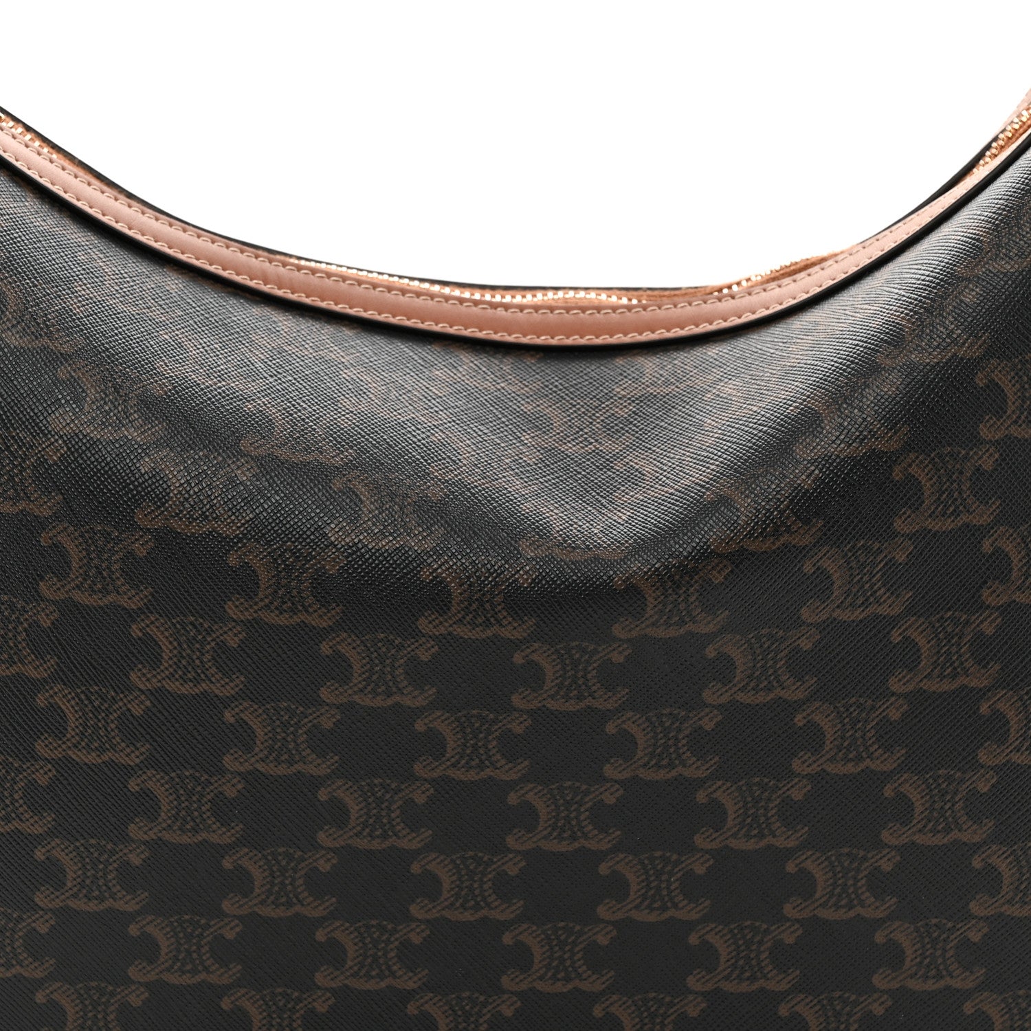 Celine Calfskin Triomphe Canvas Small Heloise Shoulder Bag Tan Tan 8 of 10