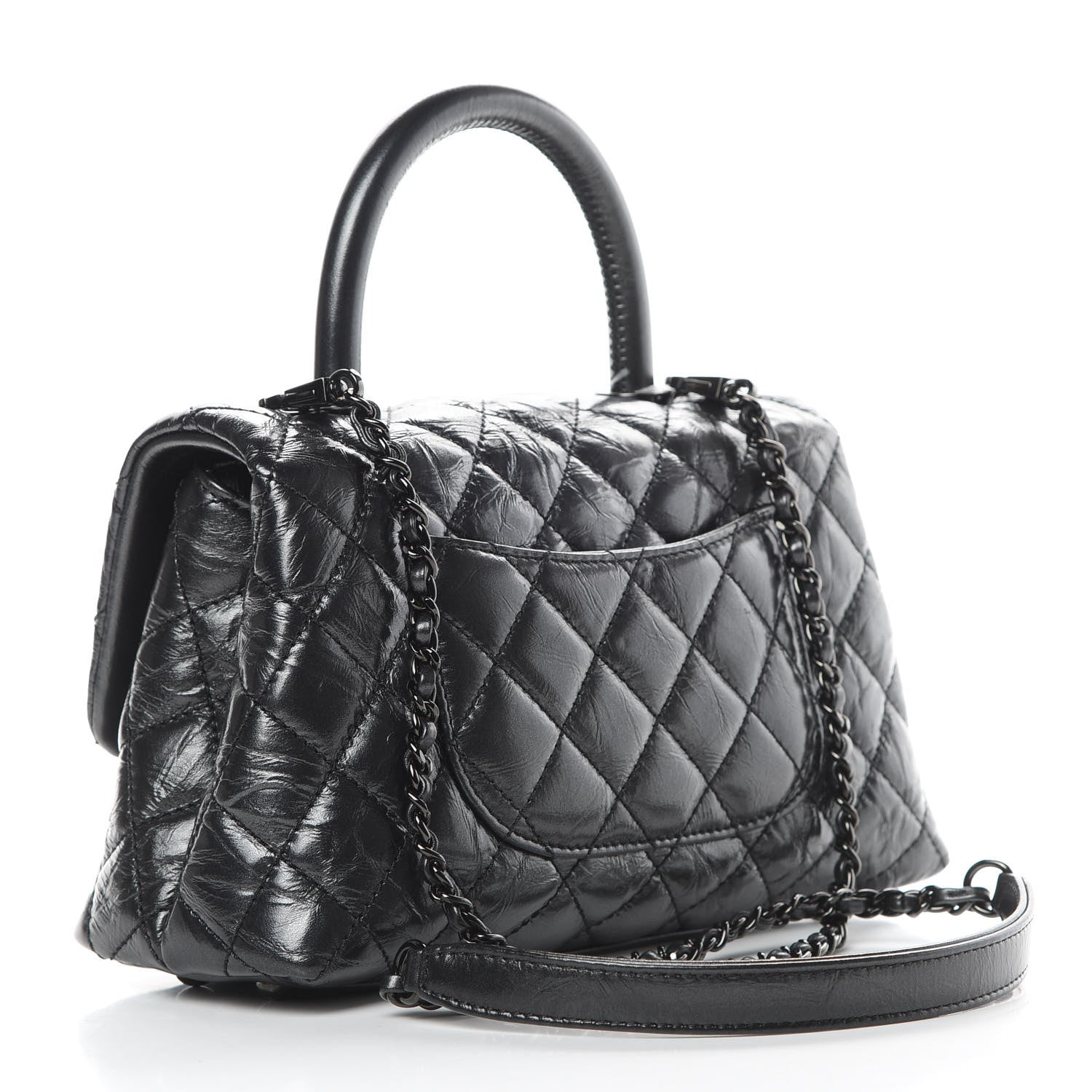 Chanel Aged Calfskin Quilted Mini Coco Handle Flap So Black 3 of 11