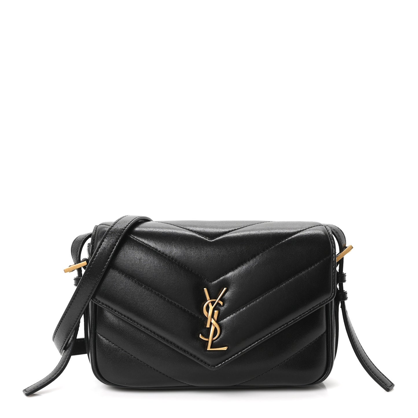 Lambskin Quilted Monogram Toy Loulou Crossbody Bag Black
