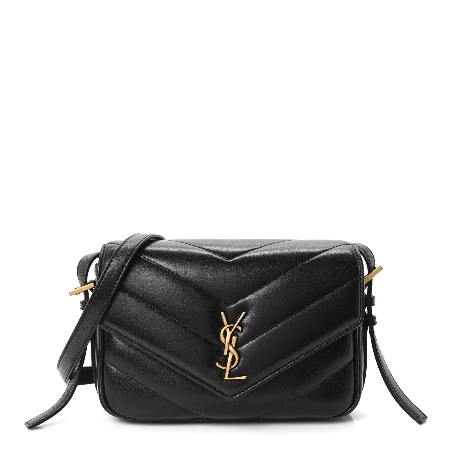 Saint Laurent Lambskin Quilted Monogram Toy Loulou Crossbody Bag Black 1 of 10