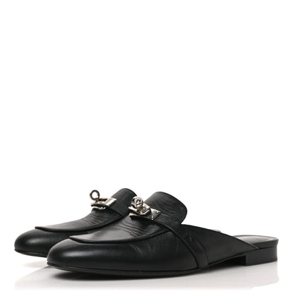 Hermes Goatskin Oz Mules 37 Black 3 of 8