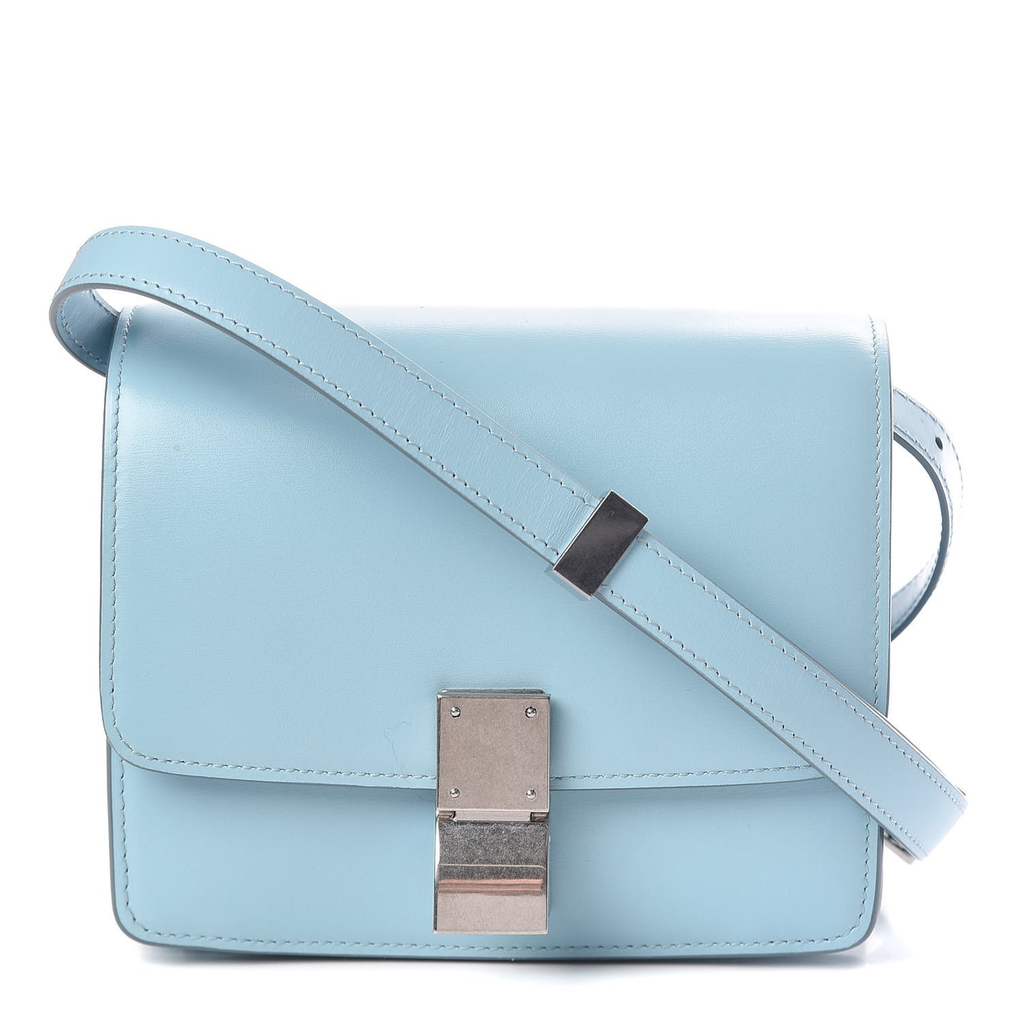Smooth Calfskin Small Classic Box Flap Bag Azur