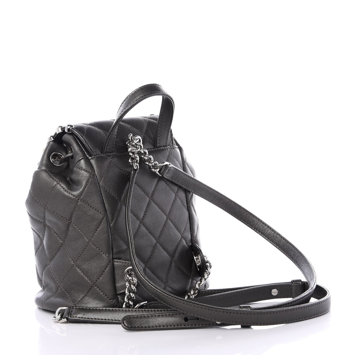 Chanel Lambskin Quilted Metallic Bubble Backpack Black 2 of 8