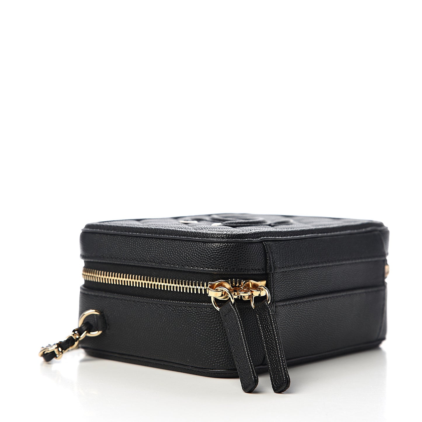 Caviar Quilted Small CC Filigree Vanity Case Black