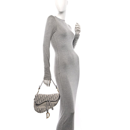 Christian Dior Oblique Embroidered Saddle Bag Gray 2 of 10
