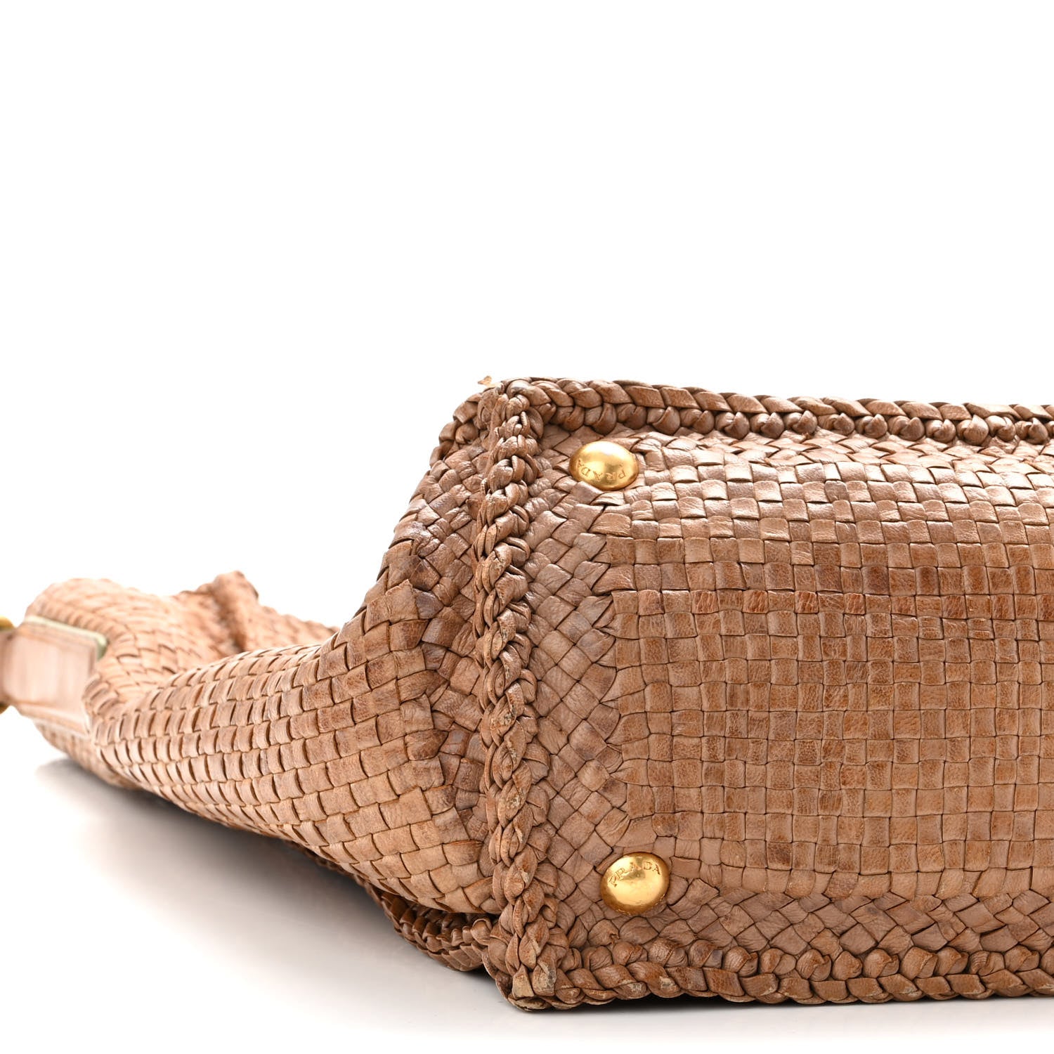 Prada Goatskin Woven Shopping Tote Cacao 8 of 16