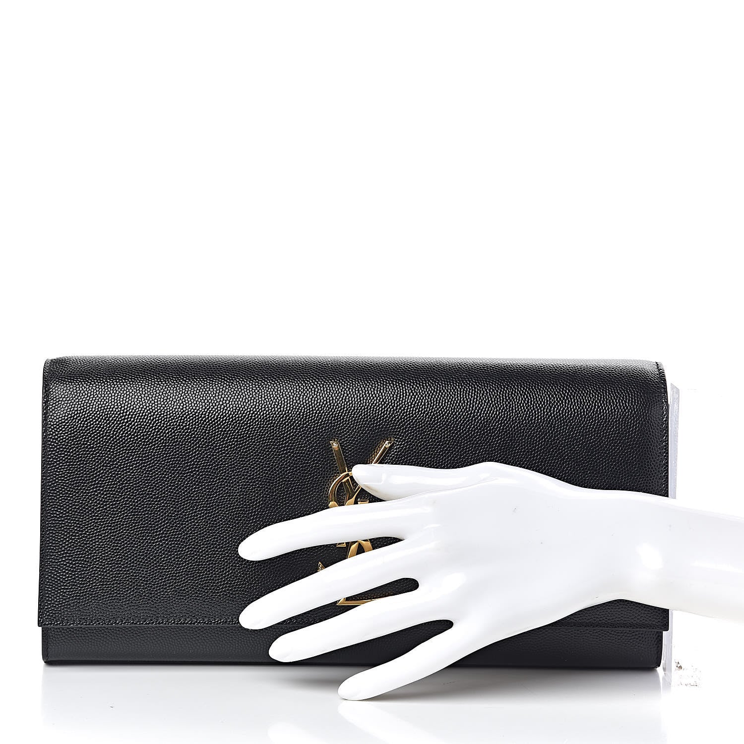 Saint Laurent Grain De Poudre Monogram Cassandre Clutch Black 2 of 12