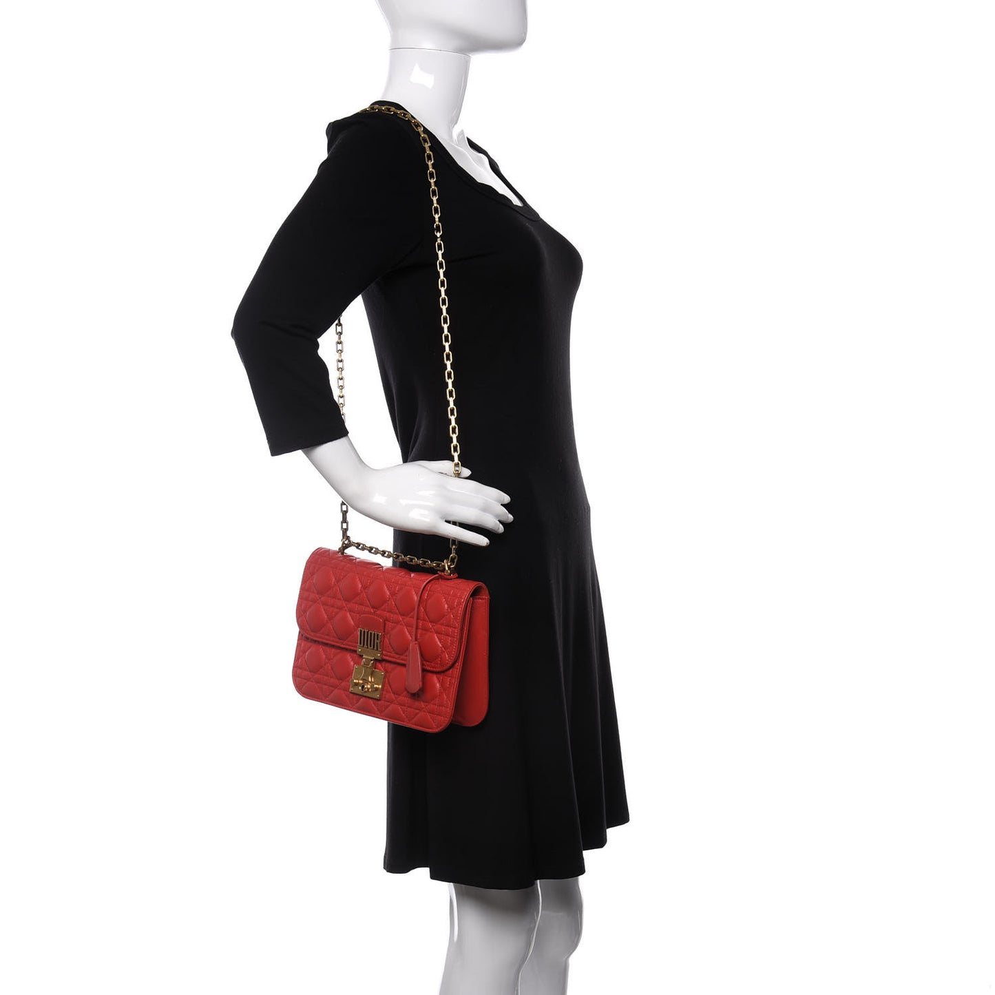 Lambskin Cannage Large Dioraddict Flap Red