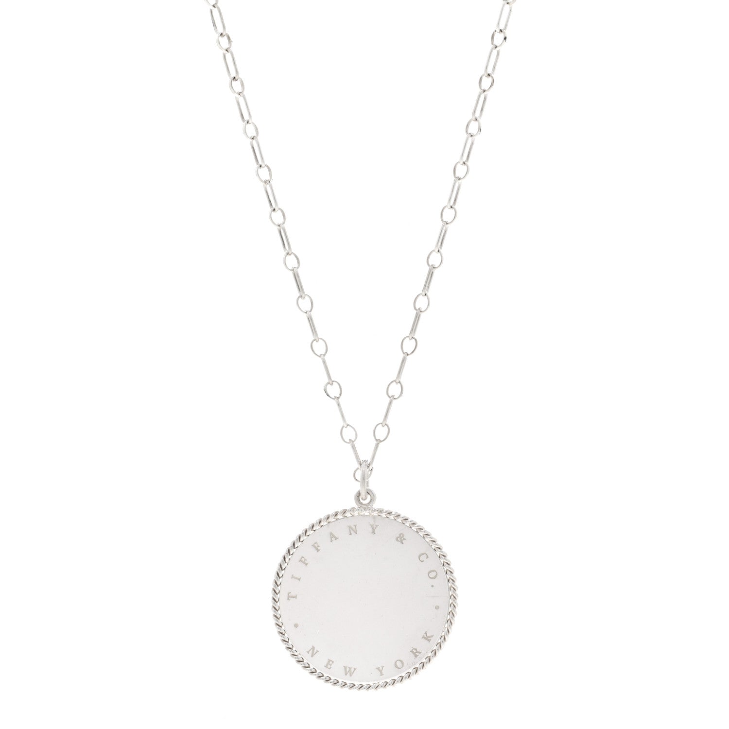 Tiffany Sterling Silver Twist Round Charm Necklace 1 of 4