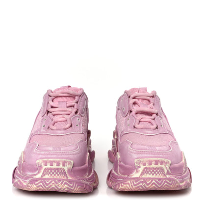 Balenciaga Fabric Mesh Distressed Womens Triple S Sneakers 36 Pink 3 of 9