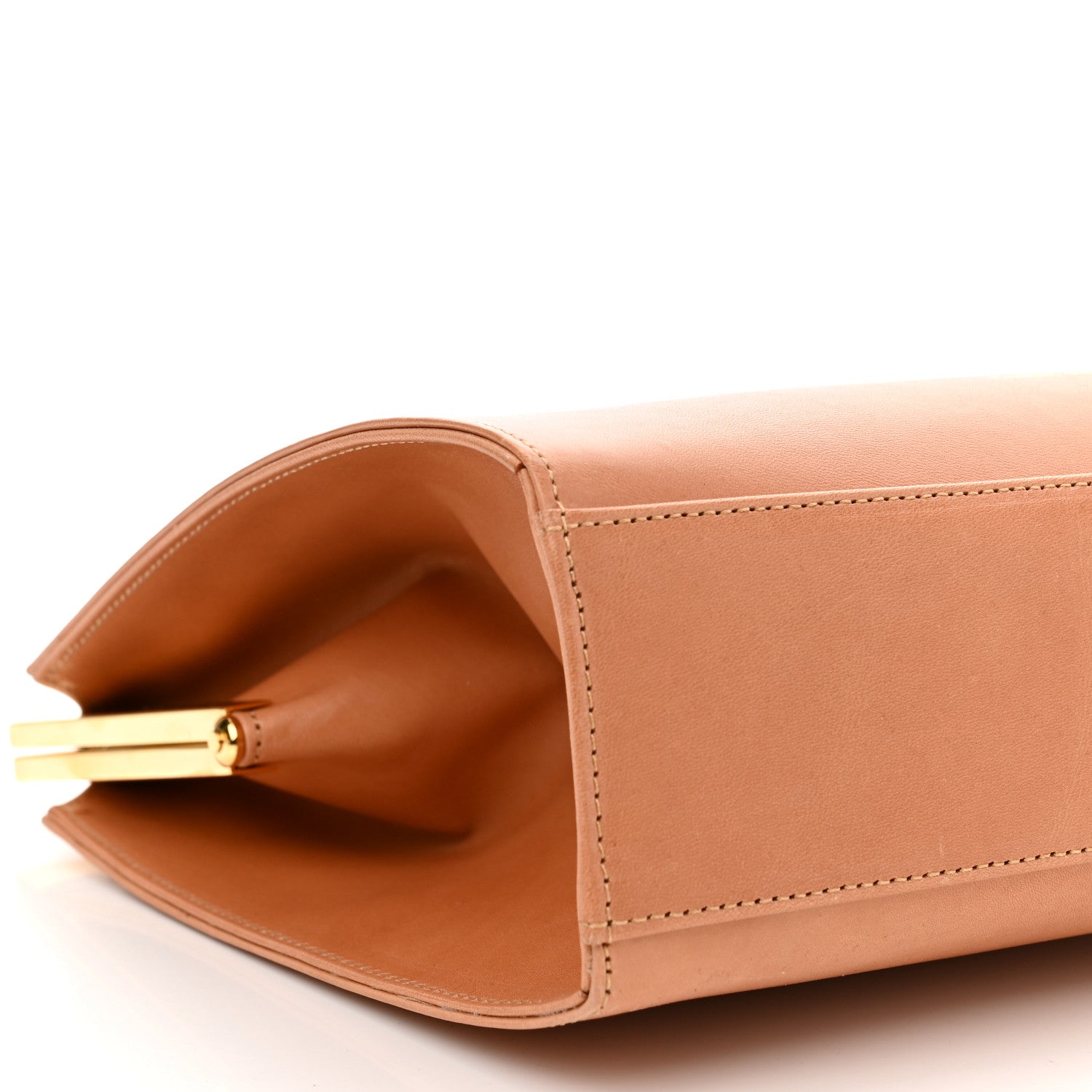 Mansur Gavriel Vegetable Tanned Calfskin Elegant Top Handle Bag Cammello 7 of 8