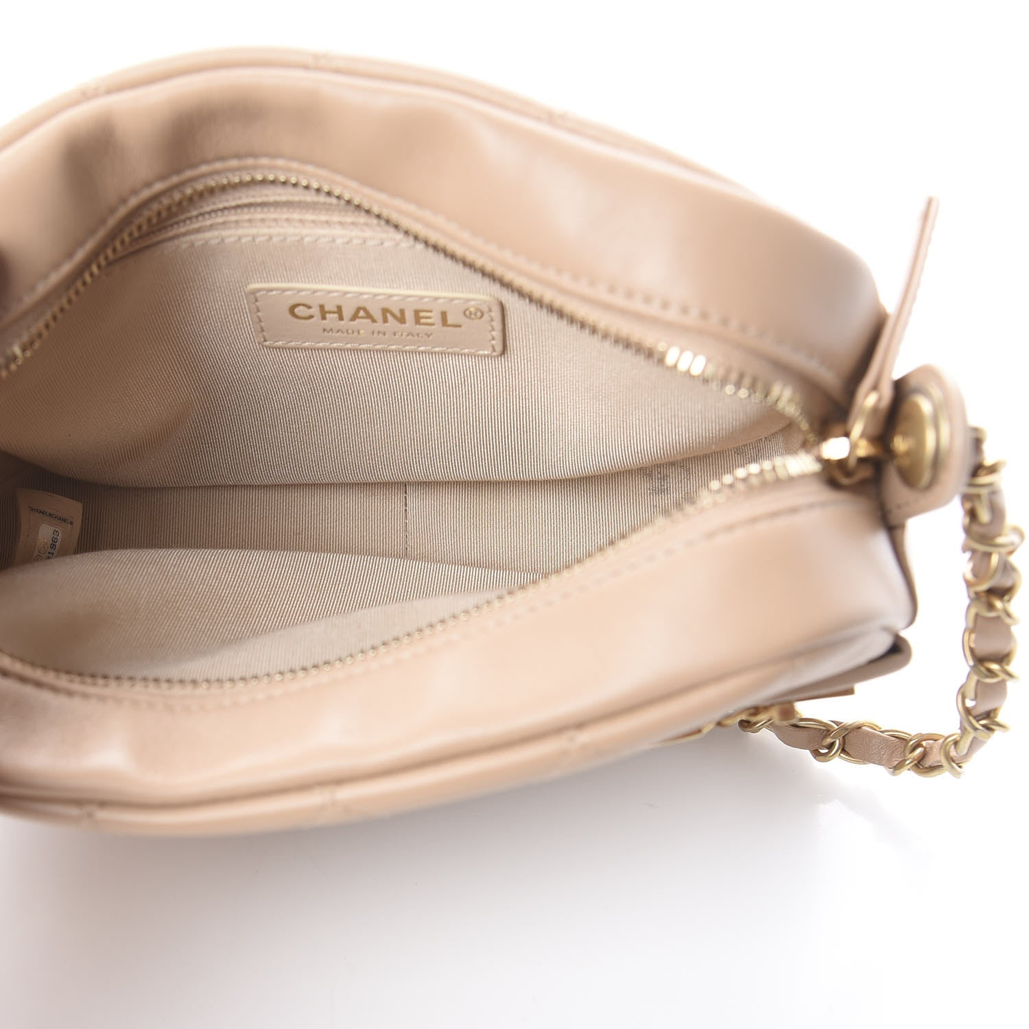 Chanel Calfskin Quilted Enchained Camera Case Bag Beige 4 of 9