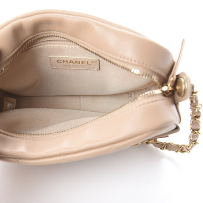 Chanel Calfskin Quilted Enchained Camera Case Bag Beige 4 of 9