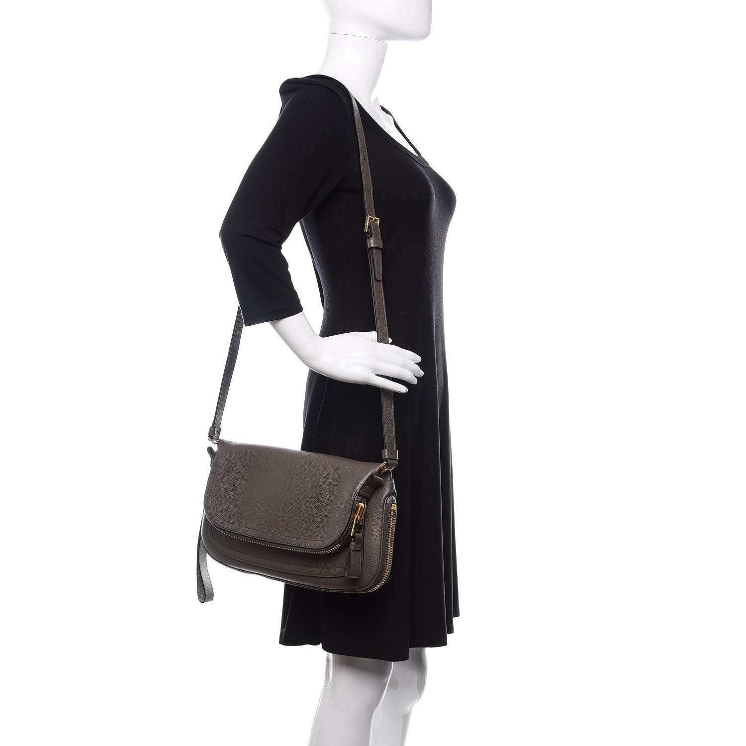 Tom Ford Pebbled Calfskin Jennifer East West Crossbody Bag Graphite 2 of 12