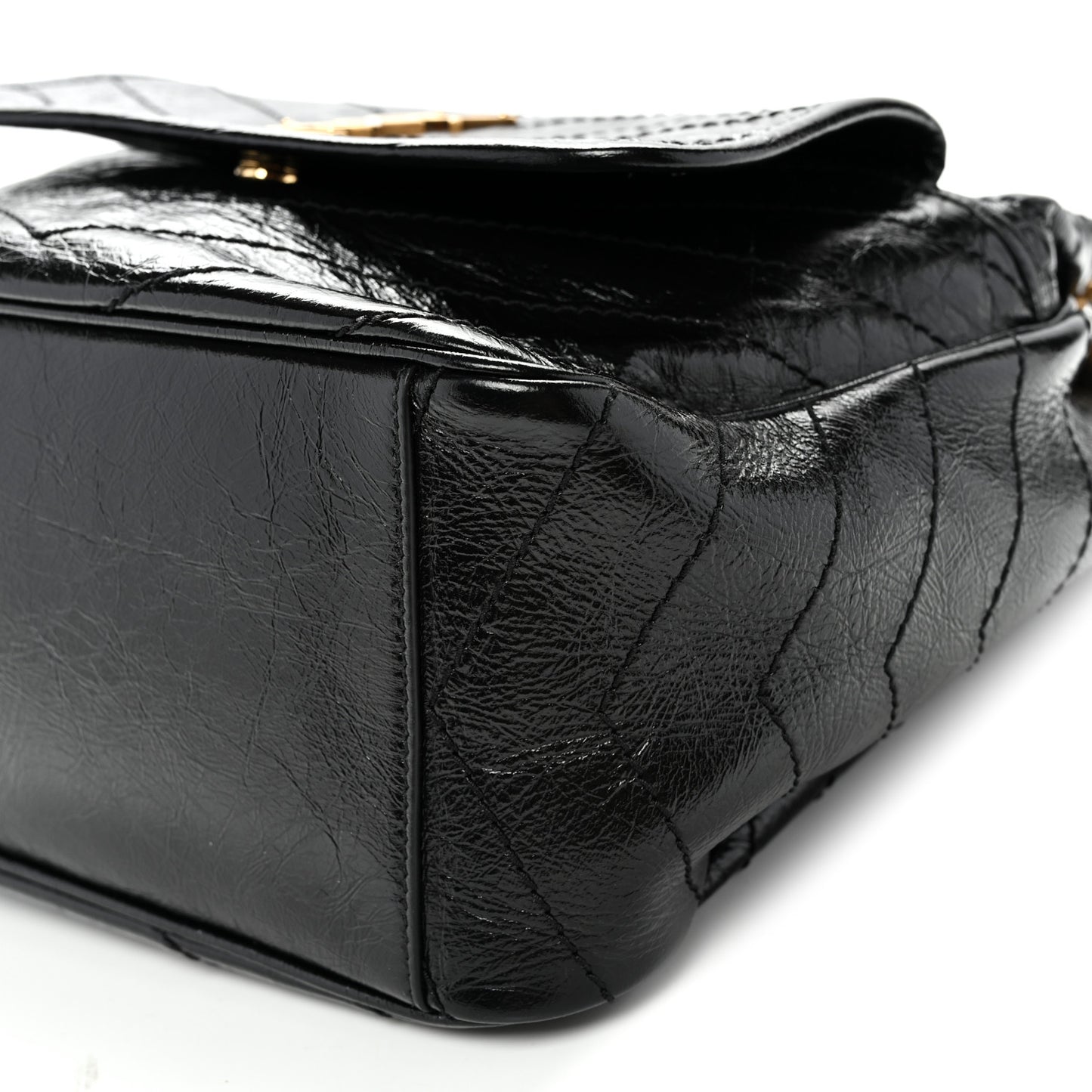 Crinkled Calfskin Matelasse Monogram Small Niki Tote Black