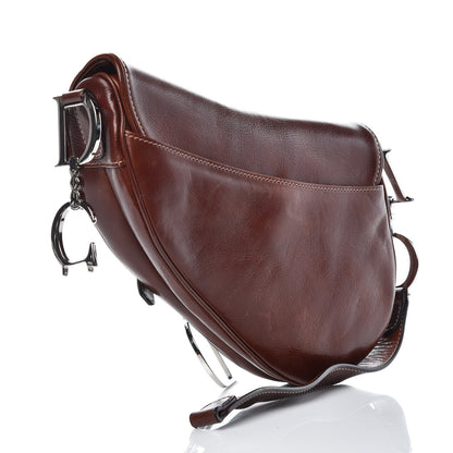 Christian Dior Calfskin Embroidered Romantic Flowers Saddle Bag Brown 3 of 14