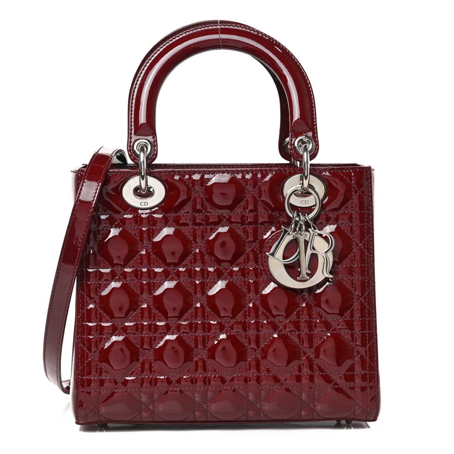 Patent Cannage Medium Lady Dior Burgundy Red