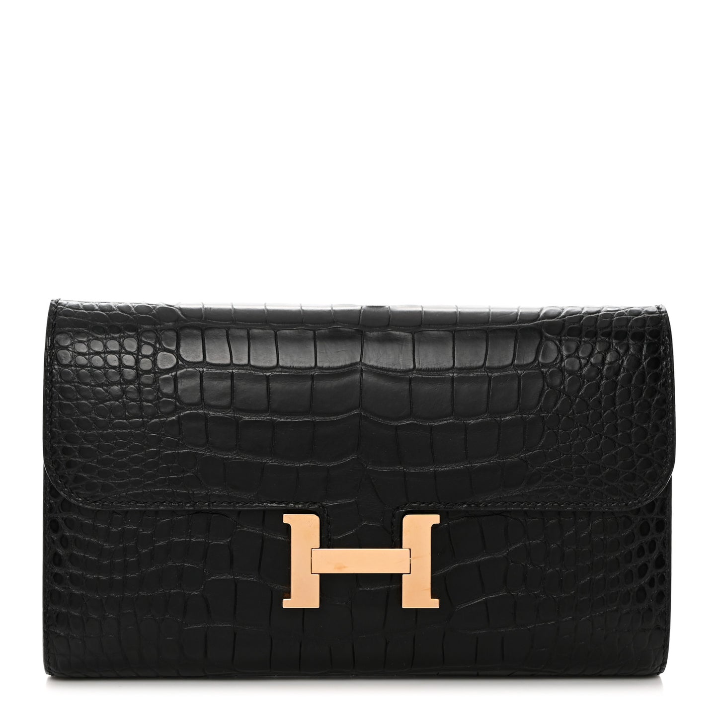 Matte Alligator Constance Long Wallet Black