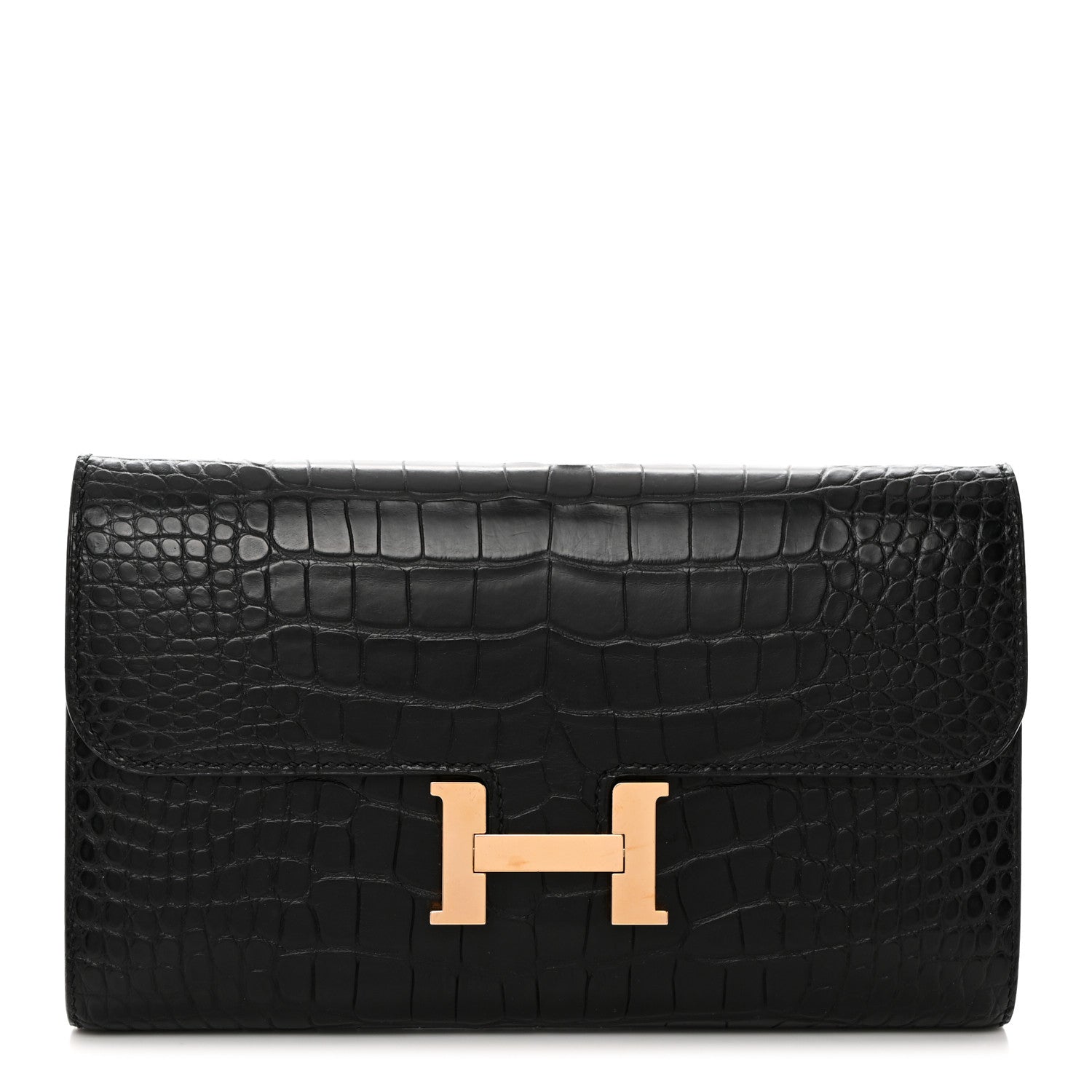 Hermes Matte Alligator Constance Long Wallet Black 1 of 6