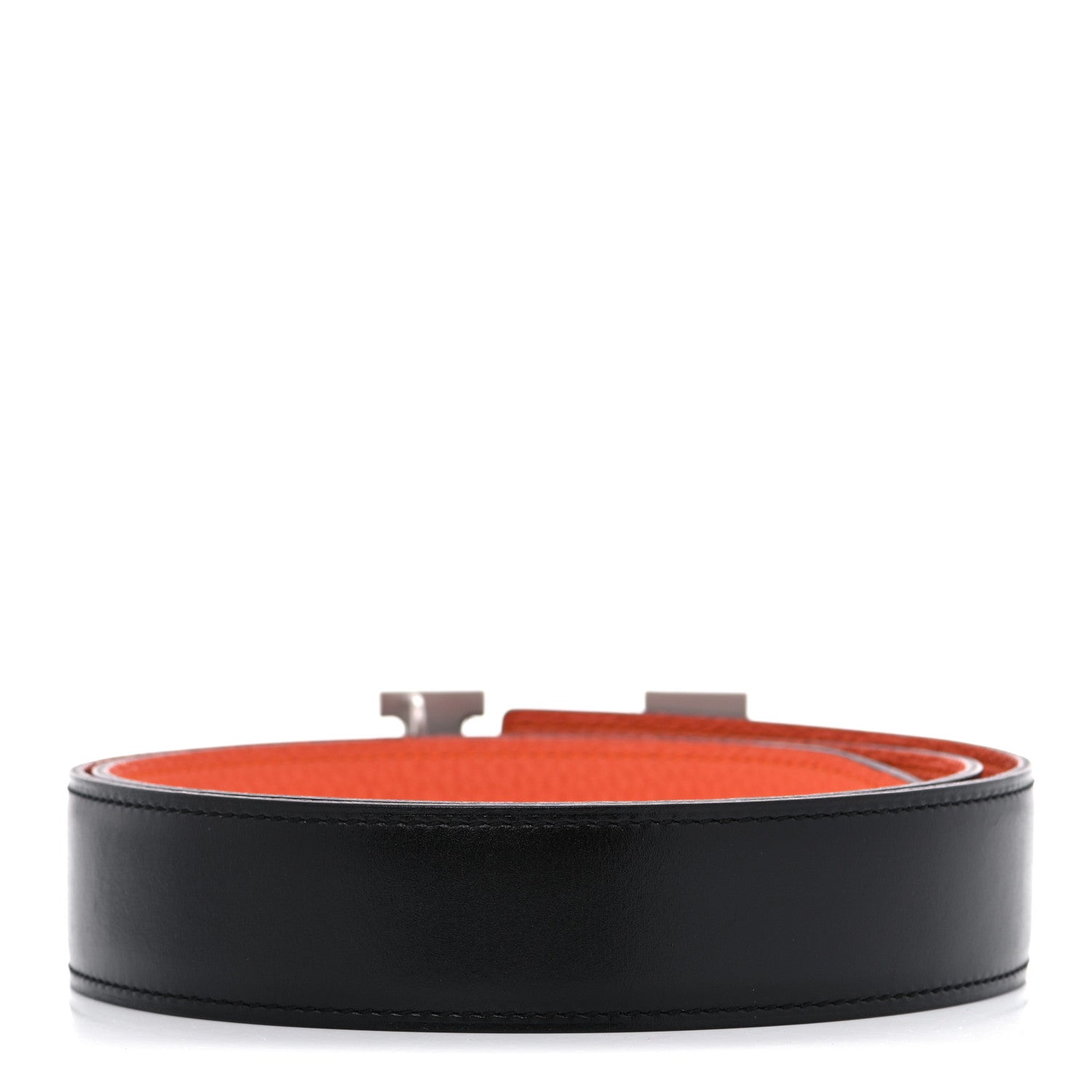 Hermes Box Togo 32mm H Belt 80 Black Orange 2 of 5