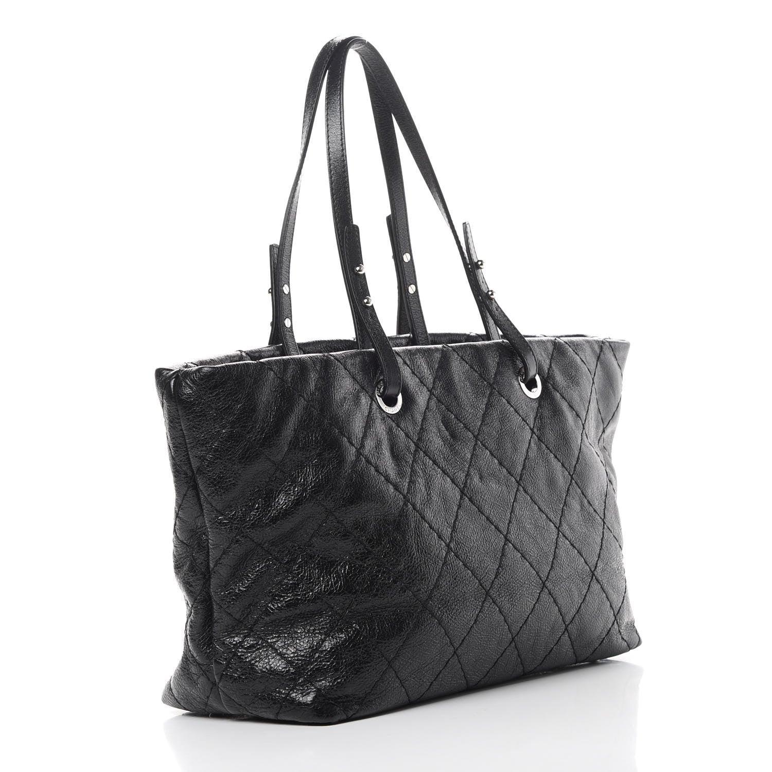 Chanel Glazed Calfskin Large On The Road Tote Black 3 of 11