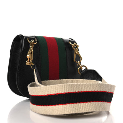 Gucci Calfskin Web Crystal Butterfly Stripe Small Totem Shoulder Bag Black 3 of 10