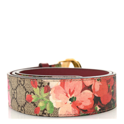 Gucci GG Supreme Monogram Blooms Moon Calfskin Interlocking G 37mm Belt 85 34 Beige Ebony Multicolor Dry Rose 2 of 5