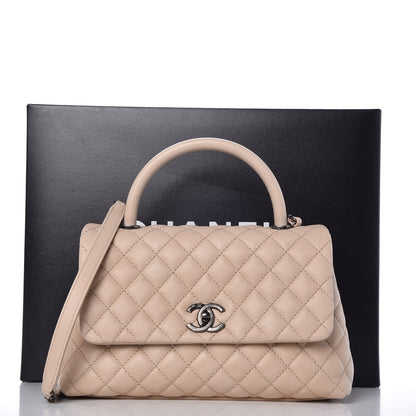 Chanel Caviar Quilted Small Coco Handle Flap Light Beige 8 of 8