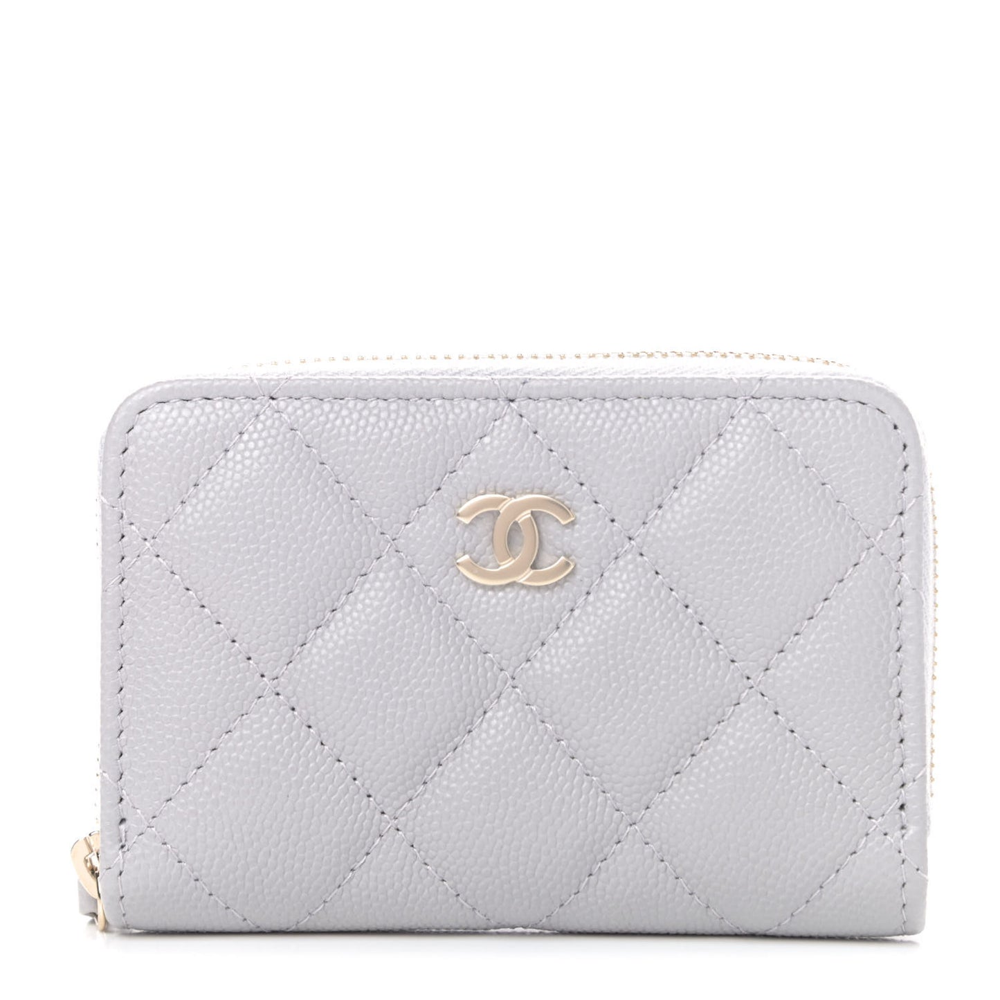 Caviar Quilted Zip Coin Purse Grey