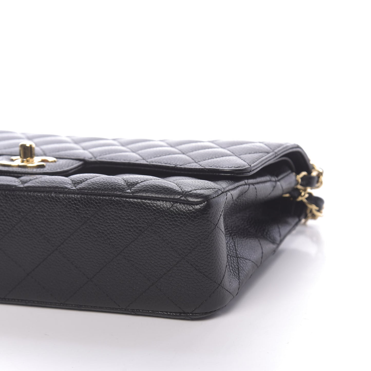 Caviar Quilted Medium Double Flap Black