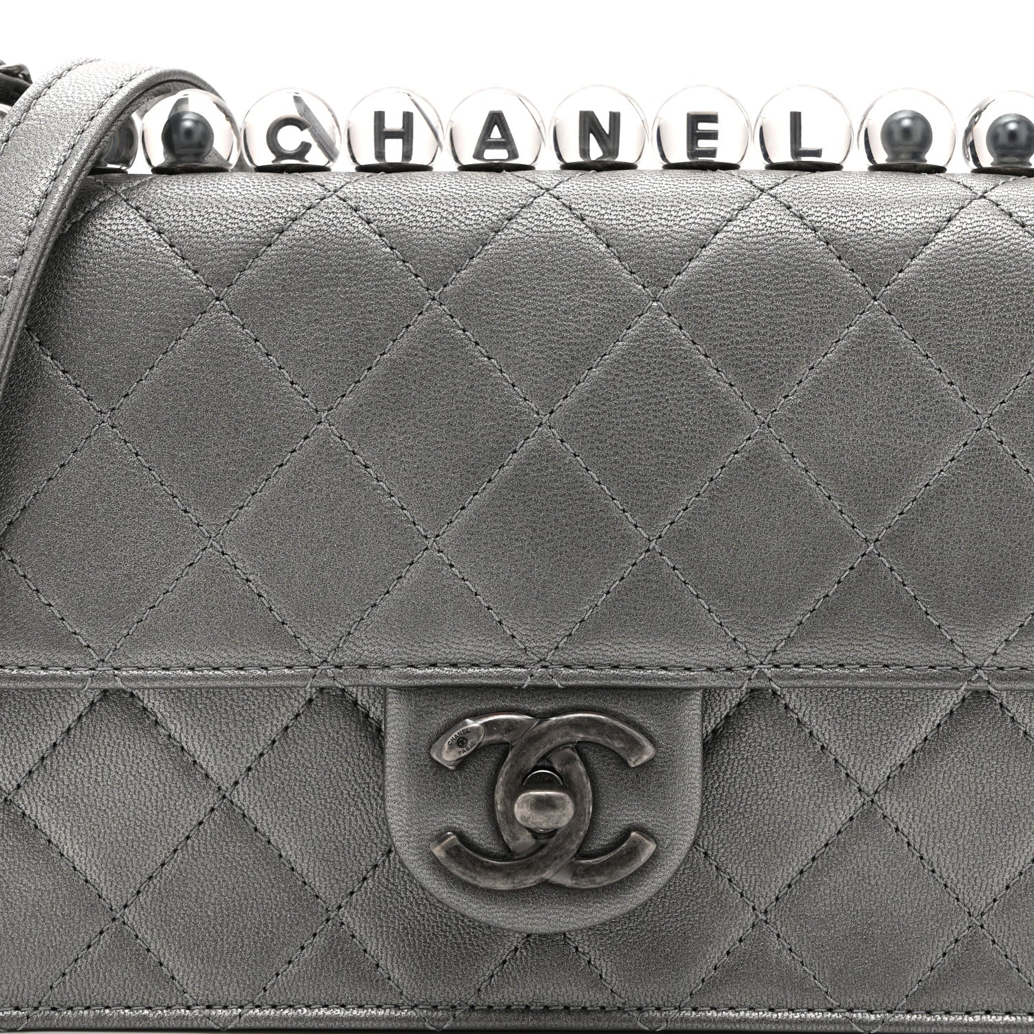 Chanel Metallic Goatskin Quilted Small Chic Pearls Flap Silver 8 of 10