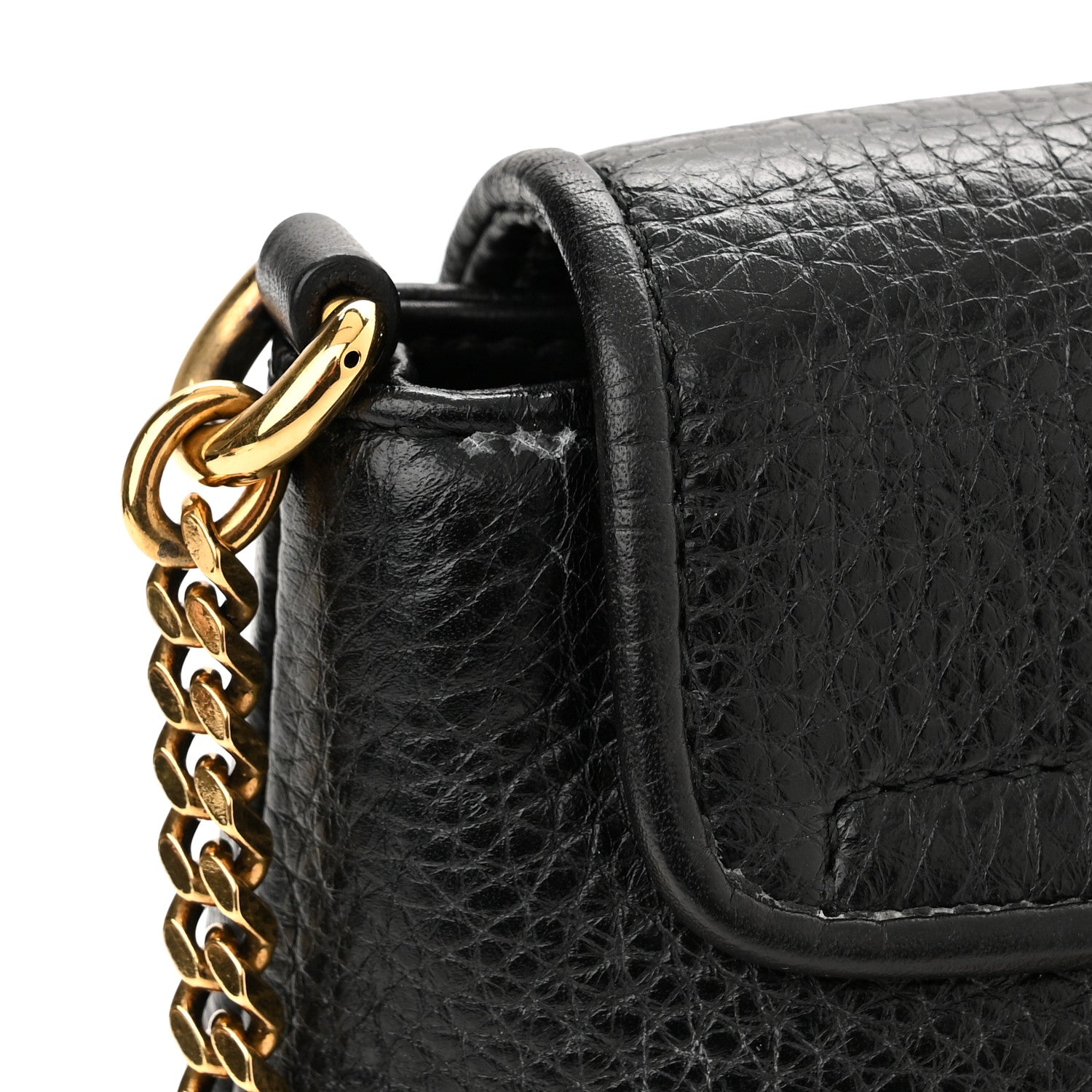 Gucci Pebbled Calfskin Small 1973 Chain Shoulder Bag Black 12 of 13