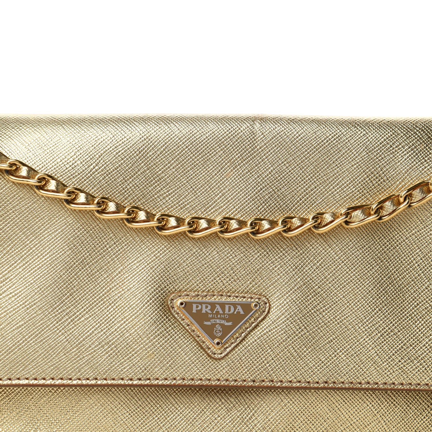 Prada Metallic Saffiano Chain Shoulder Bag Platino 13 of 13