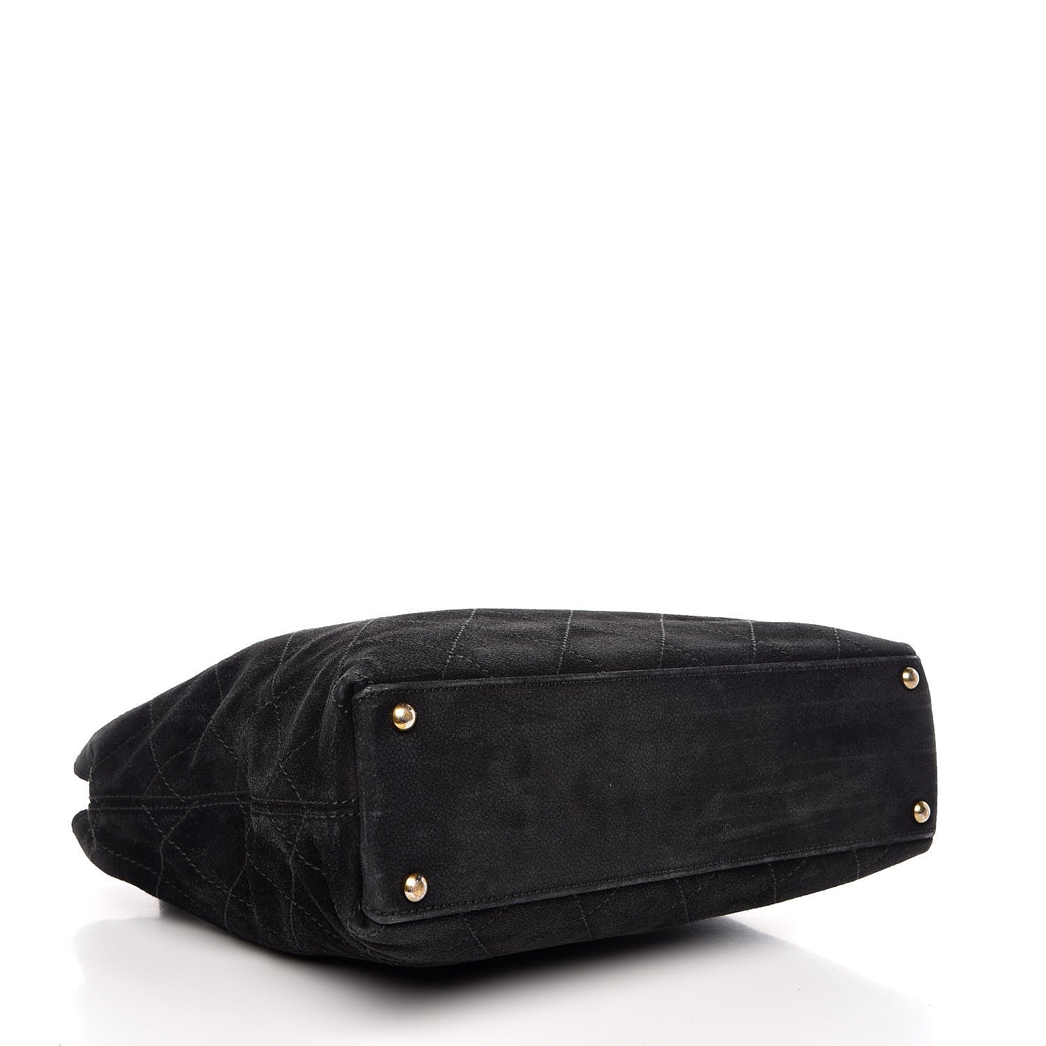 Chanel Suede Stitched Shoulder Bag Black 4 of 11