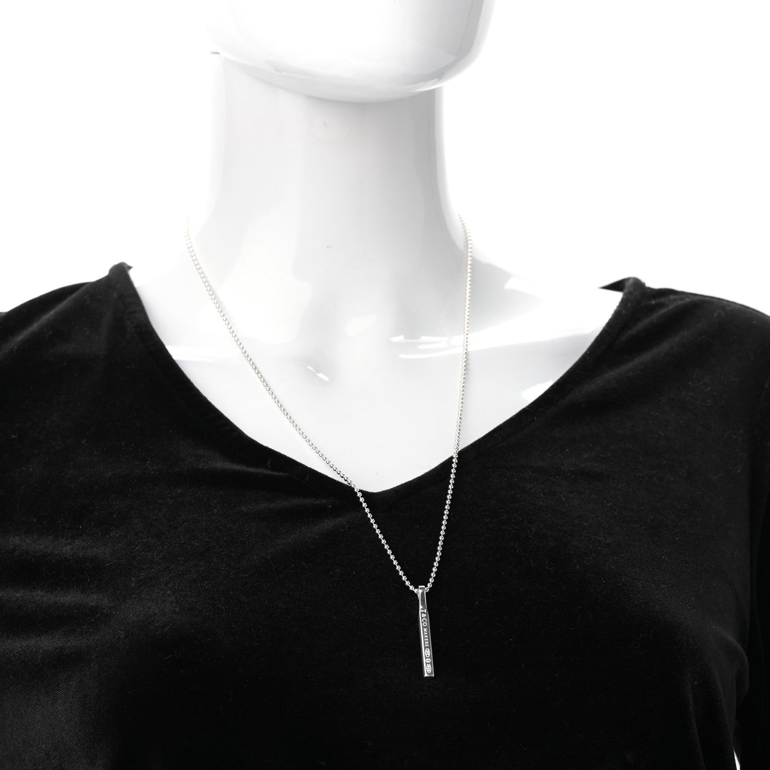 Tiffany Sterling Silver 1837 Makers Bar Pendant Necklace 2 of 6