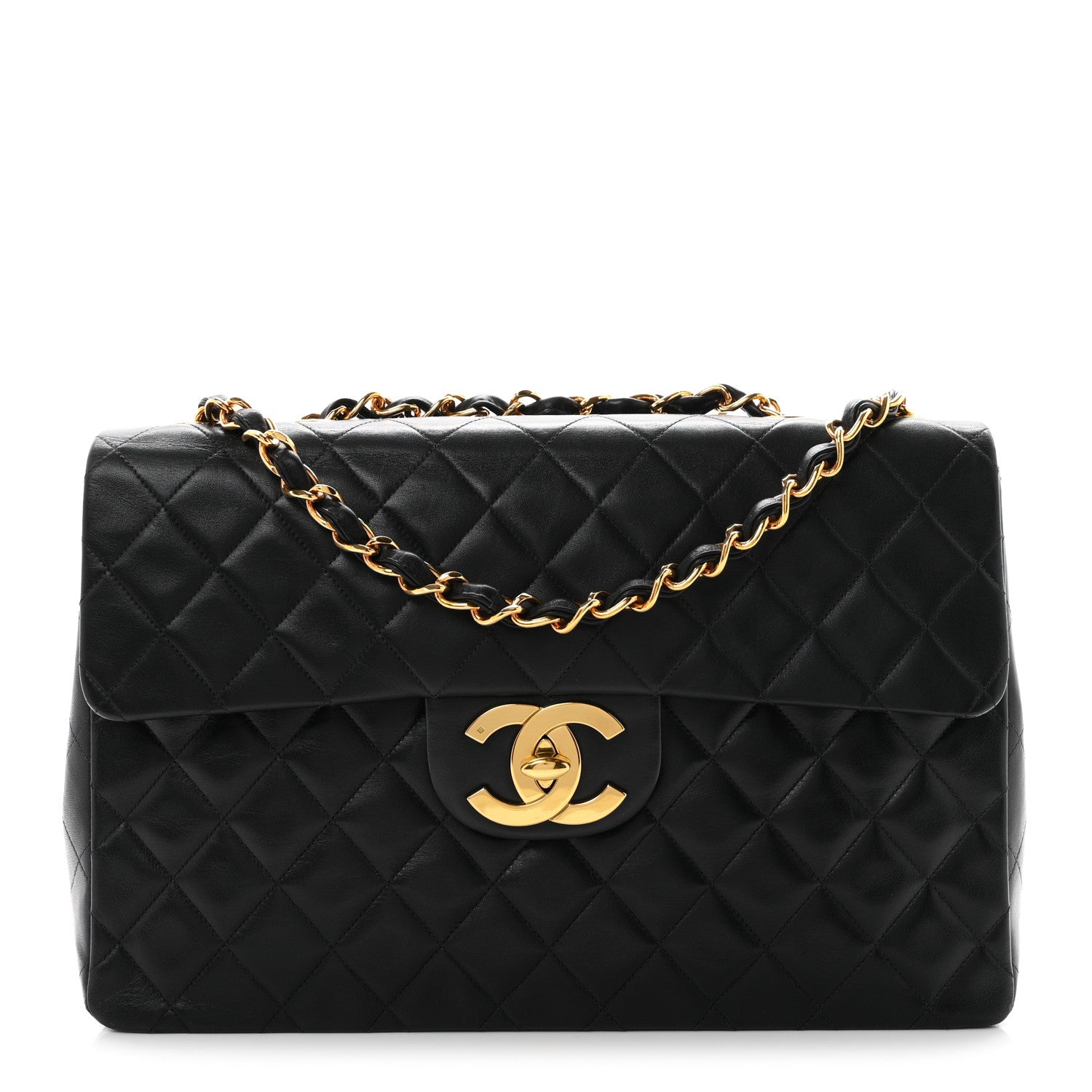 Chanel Lambskin Quilted XL Jumbo Single Flap Black 1 of 11