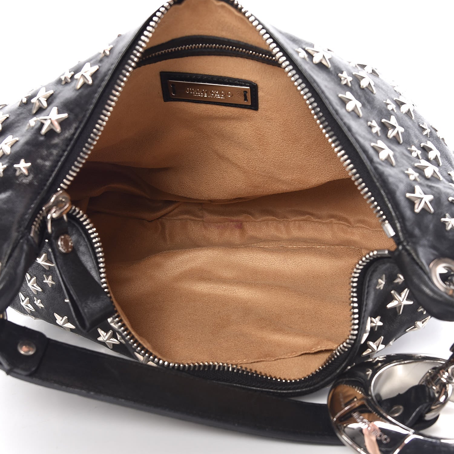Jimmy Choo Metallic Calfskin Star Studded Sky Hobo Black 5 of 7