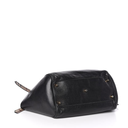 Burberry Calfskin Haymarket Check Small Canterbury Tote Black 9 of 21