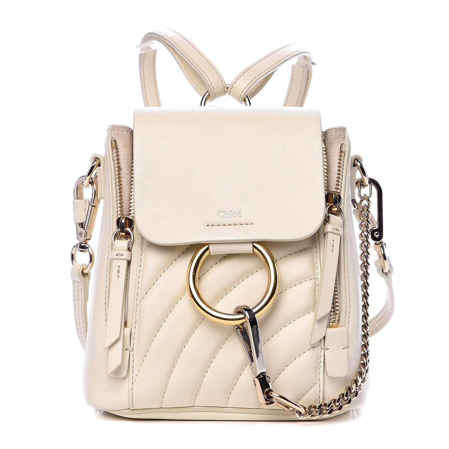 Chloe Calfskin Quilted Mini Faye Backpack Natural White 1 of 13