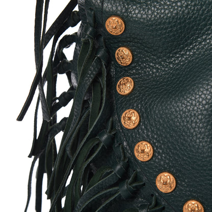 Valentino Garavani Grained Calfskin C-Rockee Fringe Hobo Light Emerald 10 of 10