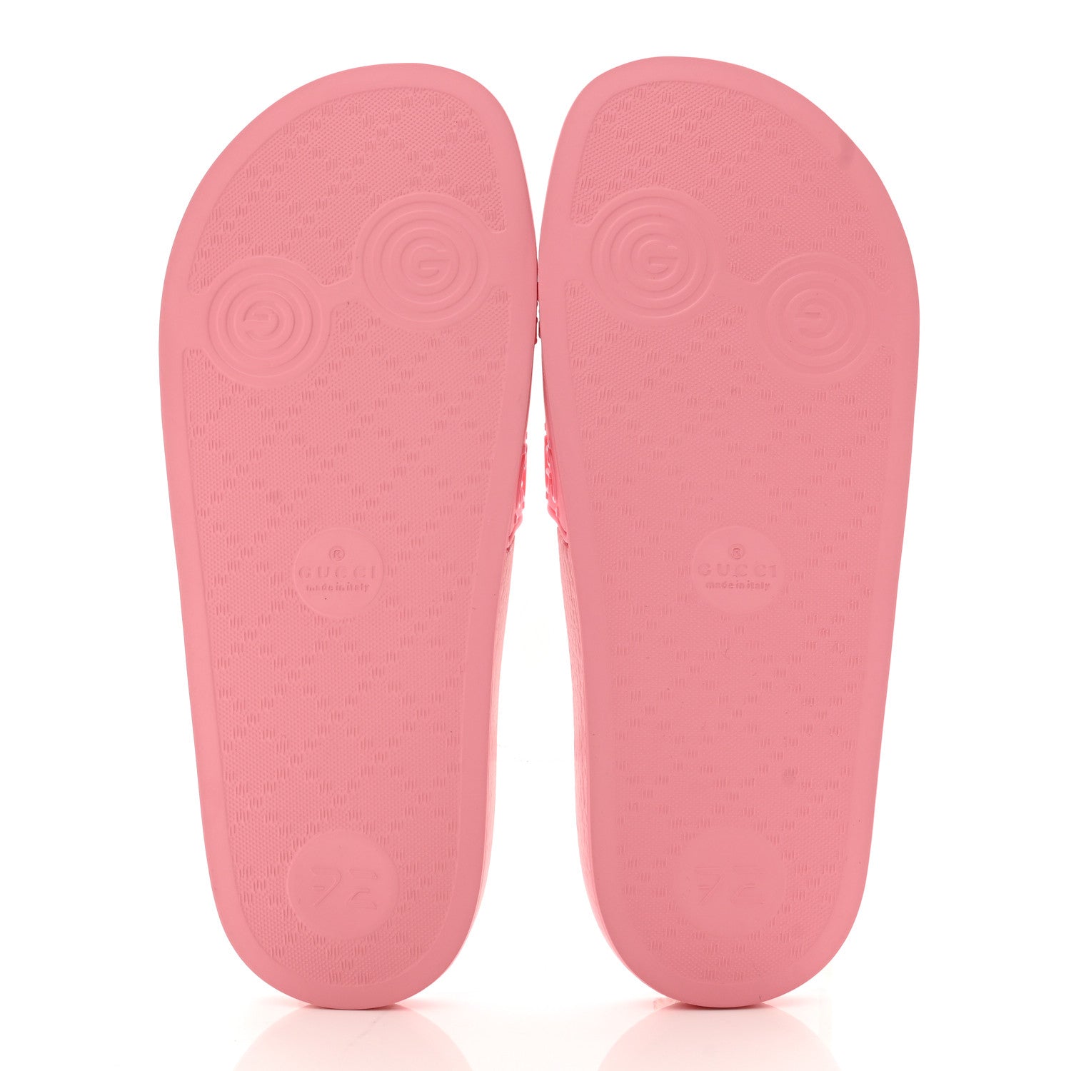 Gucci Rubber GG Monogram Perforated Womens Slide Sandals 38 Rose Box 5 of 8