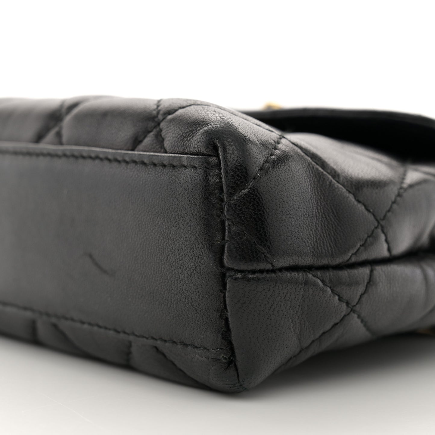 Lambskin Quilted Mini Flap Waist Belt Bag Black