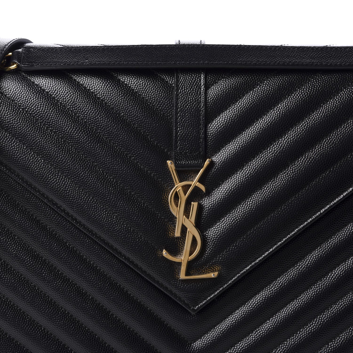 Saint Laurent Grain De Poudre Matelasse Chevron Large Monogram Satchel Black 11 of 11