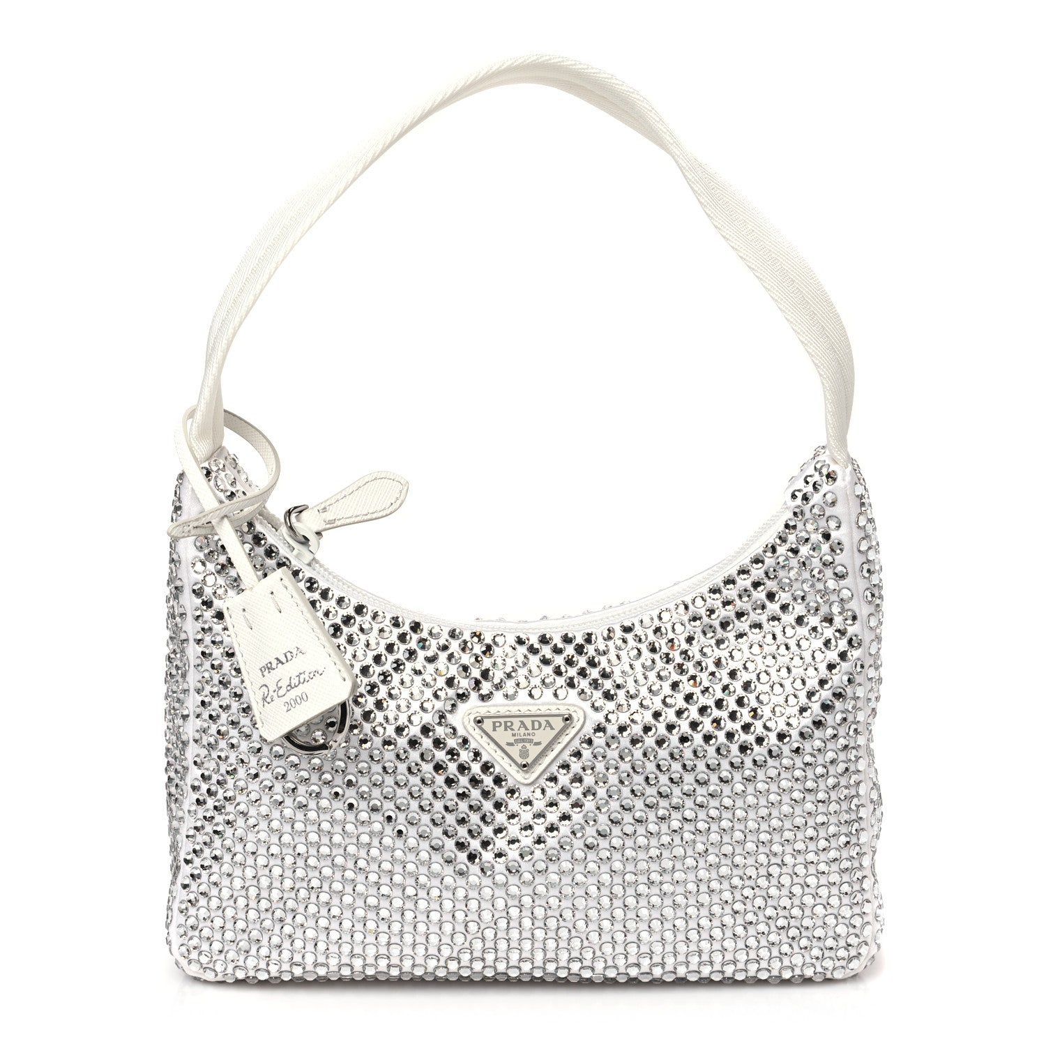 Prada Satin Crystal Mini Re-Edition 2000 Bag White 1 of 8