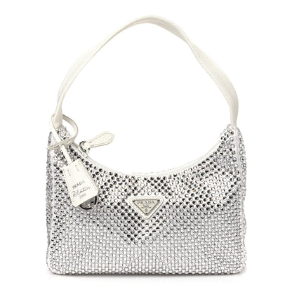Prada Satin Crystal Mini Re-Edition 2000 Bag White 1 of 8