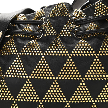 Jimmy Choo Calfskin Studded Drawstring Bucket Bag Black 7 of 11