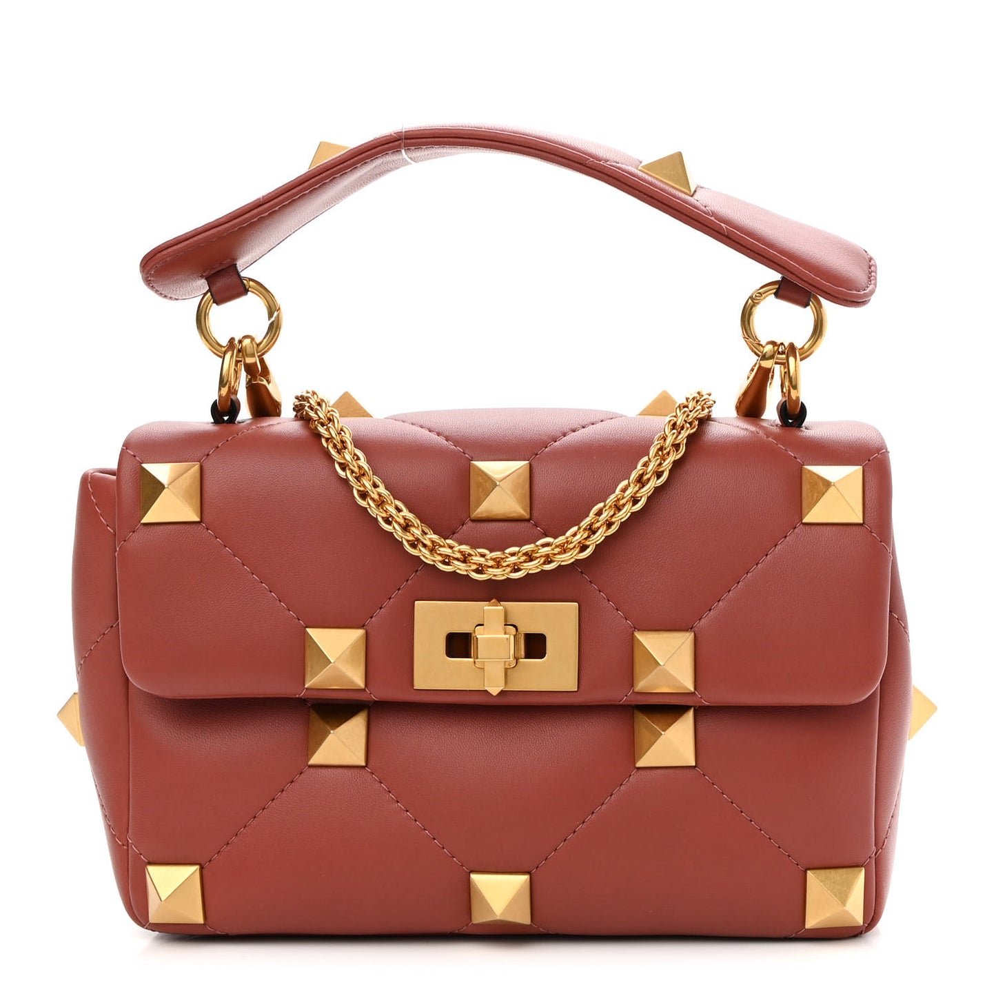 Nappa Medium Roman Stud Shoulder Bag Gingerbread