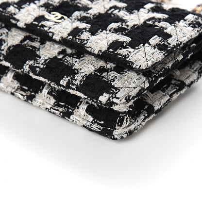 Chanel Tweed Quilted Wallet On Chain WOC Black Ecru White 9 of 11
