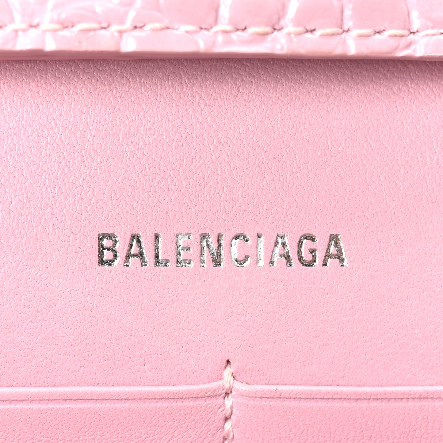 Shiny Calfskin Crocodile Embossed Hourglass Chain Bag Powder Pink